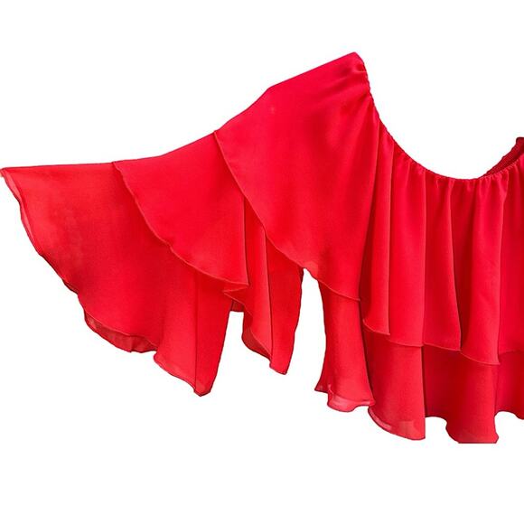 NWT Show Me Your MuMu Copacabana Crop Top in Red Chiffon Size Medium Retail $138 - Picture 5 of 6